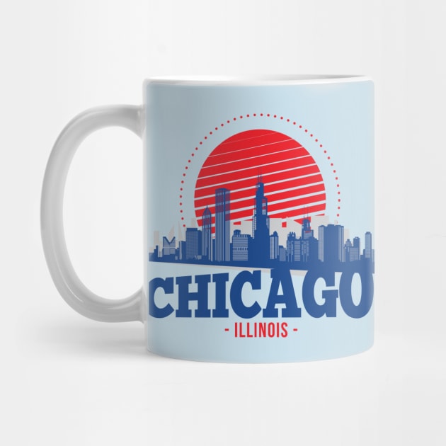 Retro Chicago, Illinois Skyline by SLAG_Creative